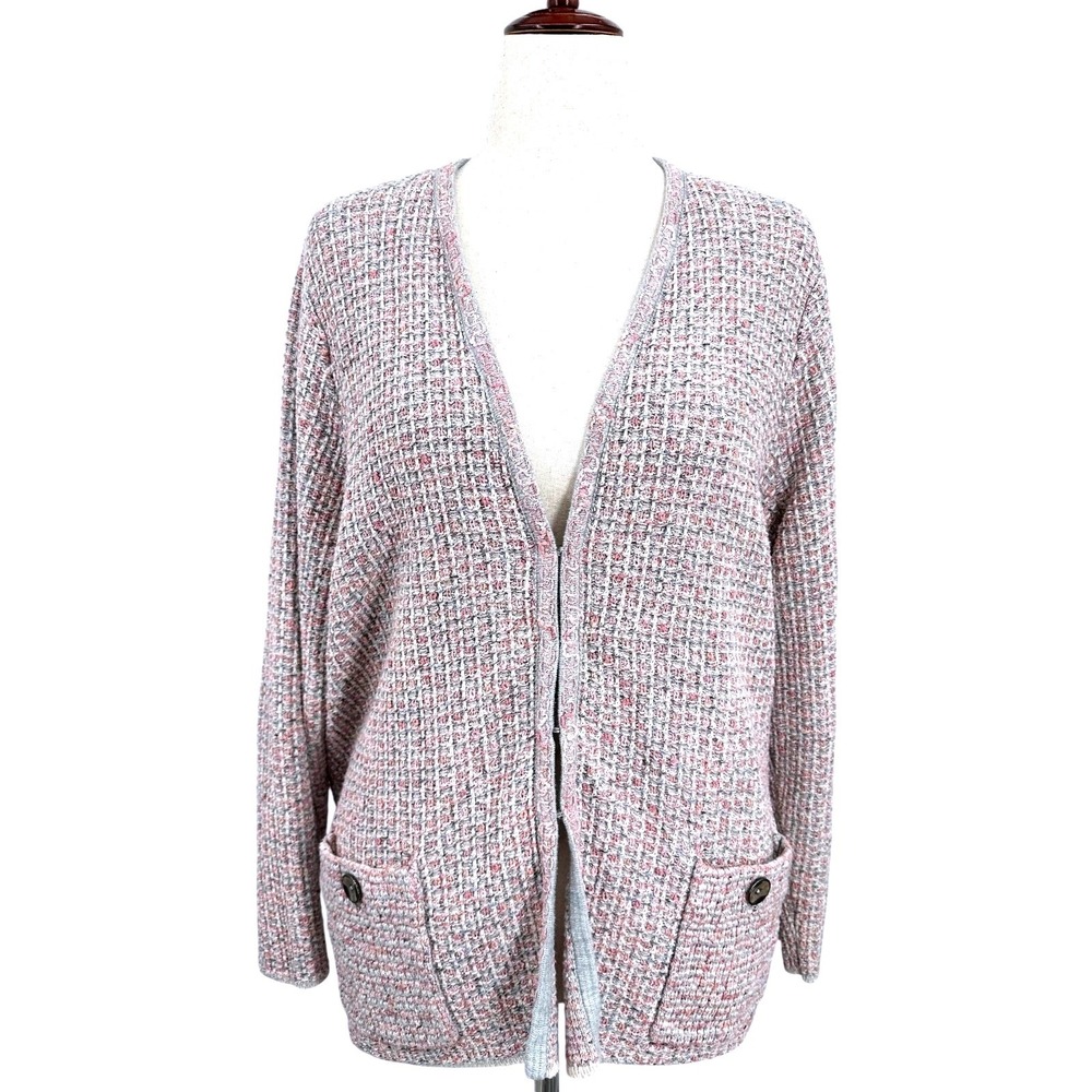 J. Jill Cardigan Knit Sweater Cotton Blend Tunic Frog Closures Women's Size 2X